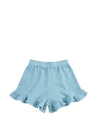 Shorts per bambina Bobo Choses Kids azzurri con logo sul davanti B126AC062 451 BOBO CHOSES KIDS 