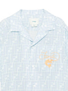 Camicia per bambino Fendi Kids azzurra con logo ricamato JMC209 AY8C F0EX7 FENDI KIDS 