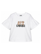 T-shirt per bambina Moschino Kids bianca con dettaglio Teddy Bear HDM077LAA23 10101 MOSCHINO KIDS 