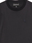 T-shirt per bambino Emporio Armani Kids blu con patch lettere EB001644 AF10127 UB118 EMPORIO ARMANI KIDS 