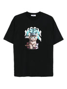 T-shirt per bambino MSGM Kids nera con stampa gatto F5MSJGTH120 110 MSGM KIDS 