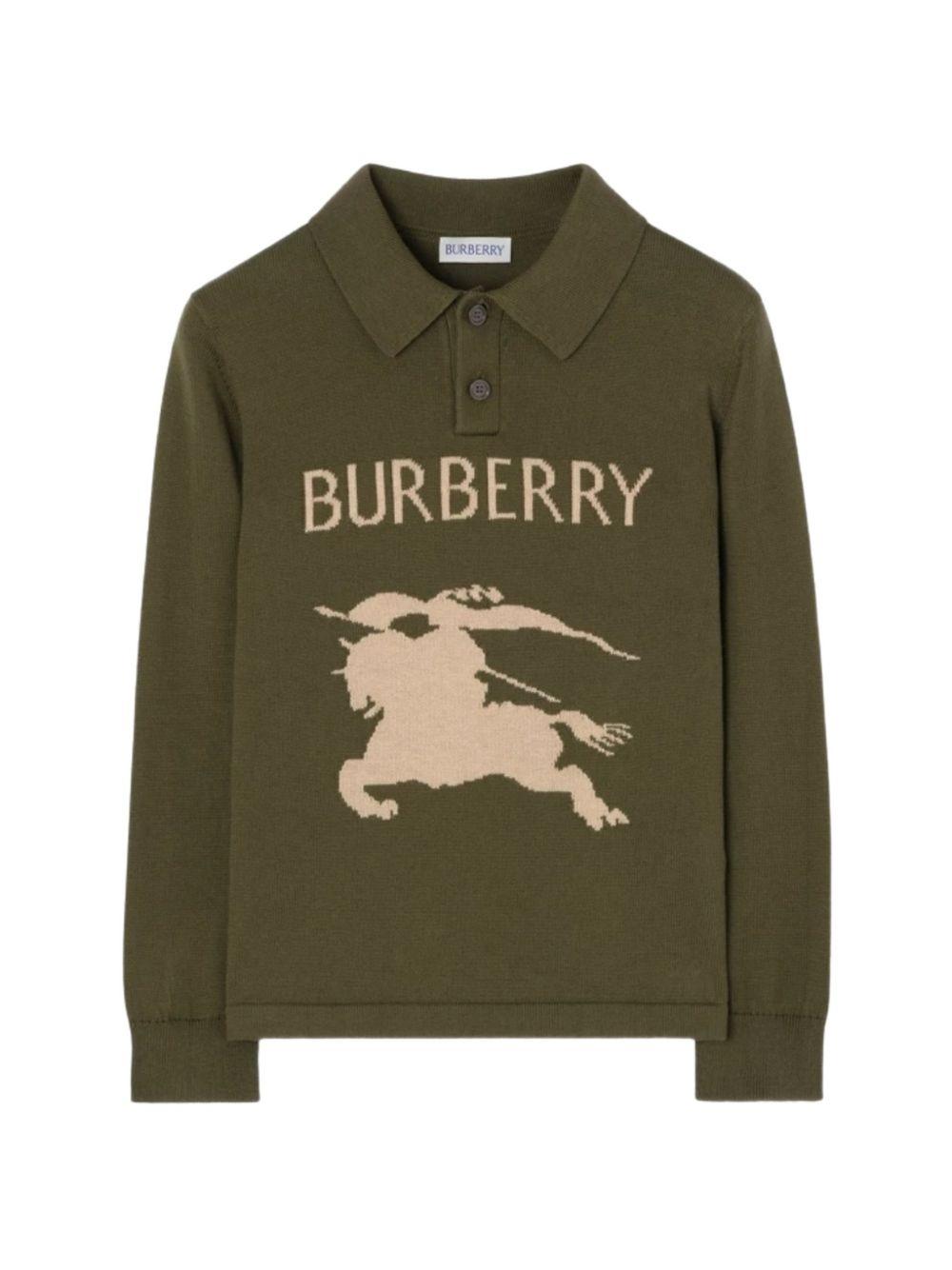 Maglia per bambino Burberry Kids verde con motivo Equestrian Knight 8130088 C3347 BURBERRY KIDS 