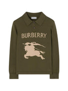 Maglia per bambino Burberry Kids verde con motivo Equestrian Knight 8130088 C3347 BURBERRY KIDS 