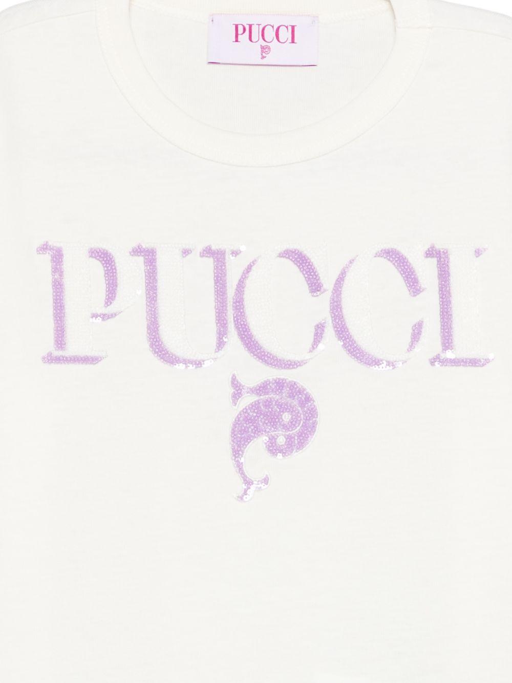 T-shirt per bambina Pucci Junior bianca con stampa logo PY8B71 Z3672 102LI EMILIO PUCCI KIDS 
