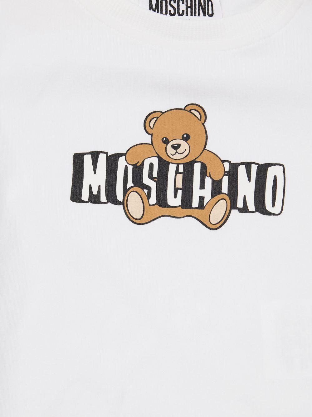 Abito per neonata Moschino Kids bianco a maniche corte MAV0C7LBA00 10101 MOSCHINO KIDS 