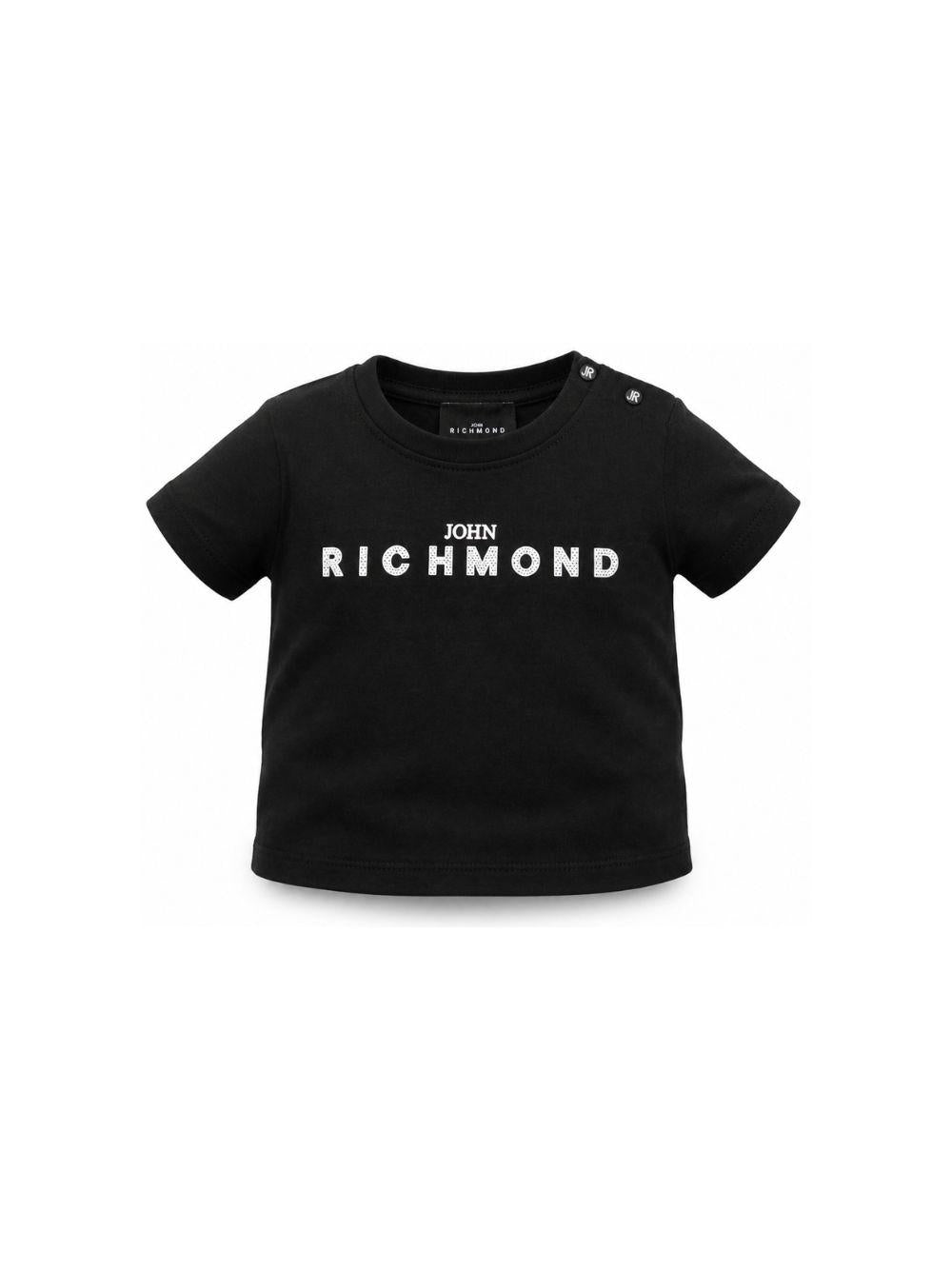 T-shirt per neonato John Richmond Junior nera con dettaglio logo RIP26002TS BLACK JOHN RICHMOND KIDS 