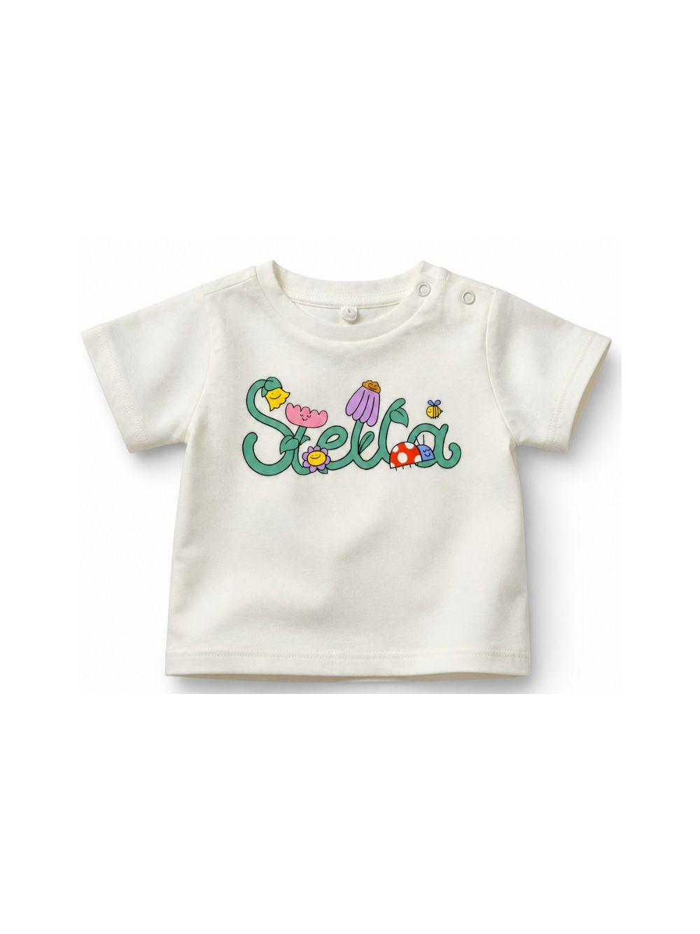 T-shirt per neonata Stella McCartney Kids bianca con stampa grafica sul davanti TY8011 Z0434 101 STELLA McCARTNEY KIDS 