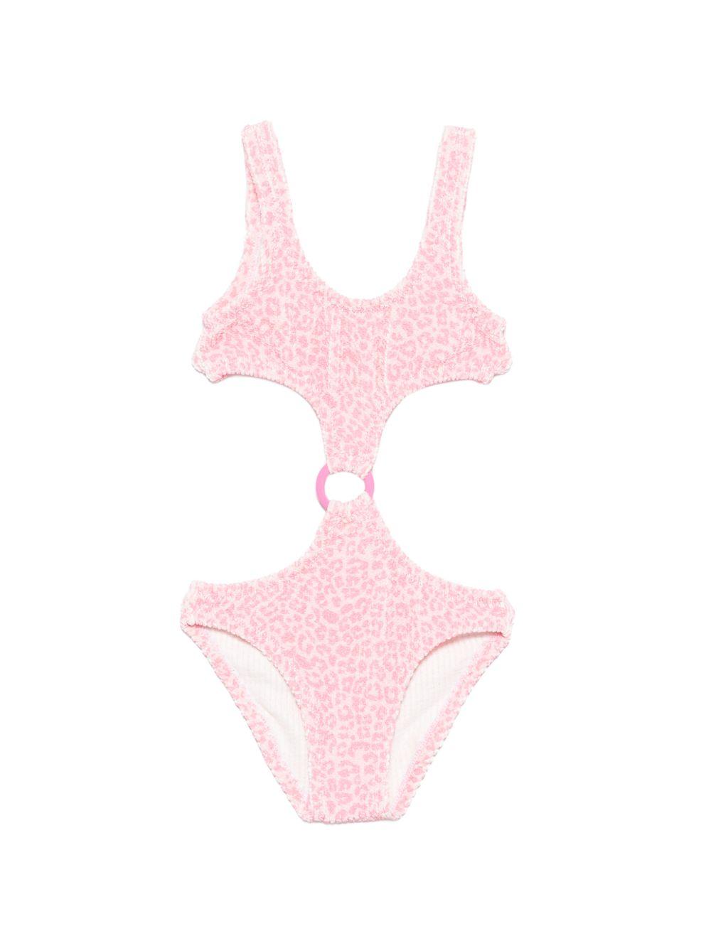Costume intero per bambina MC2 Saint Barth Kids rosa con stampa animalier LAU0005 03928L MC2 ST. BARTH KIDS 