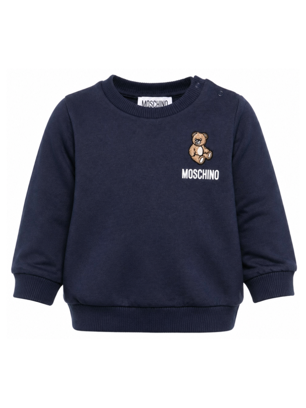 Felpa per neonati Moschino Kids blu con ricamo Teddy Bear MUF06BLCA19 40016 MOSCHINO KIDS 