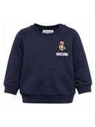 Felpa per neonati Moschino Kids blu con ricamo Teddy Bear MUF06BLCA19 40016 MOSCHINO KIDS 