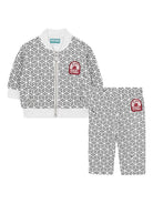 Completo tuta sportiva per neonato Kenzo Kids grigio con motivo con ricamo geometrico K61287 A42 KENZO KIDS 