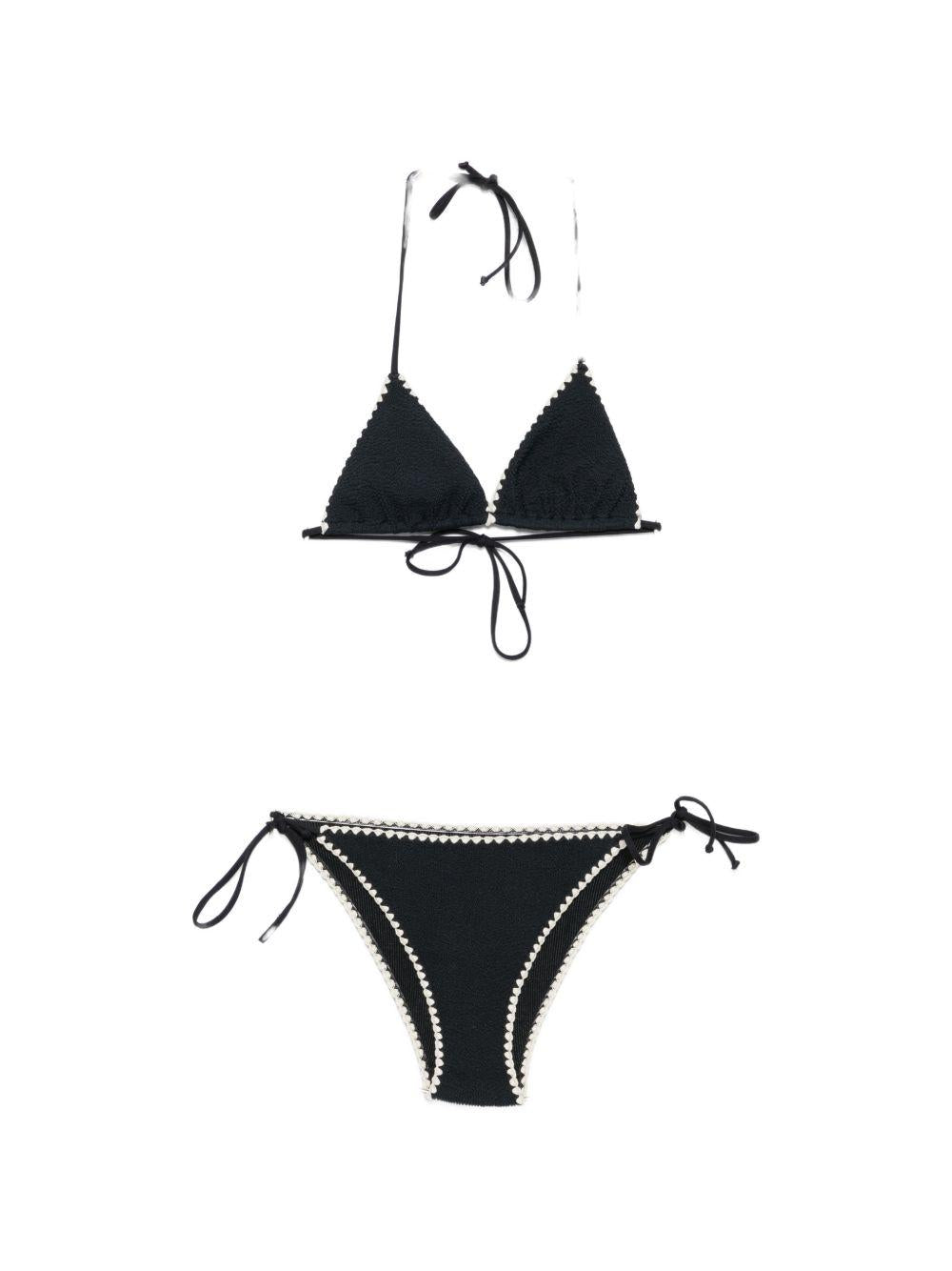 Bikini da donna MC2 Saint Barth nero con finiture all'uncinetto VIR0011 09075L MC2 ST. BARTH 