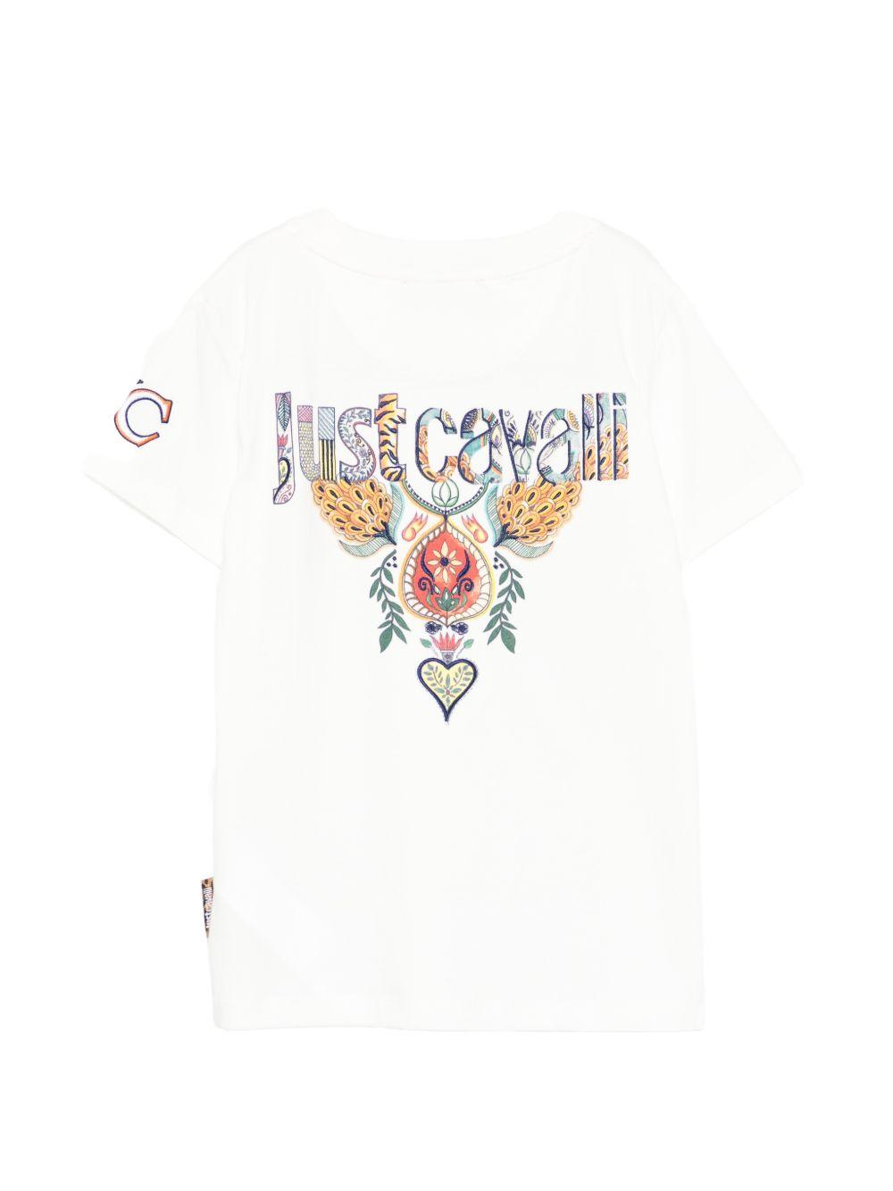 T-shirt per bambino Just Cavalli Kids bianca con dettaglio sole JBP26076TS PRISTINE ROBERTO CAVALLI KIDS 