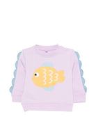 Felpa per neonata Stella McCartney Kids viola con stampa pesciolino TY4040 Z3409 539 STELLA McCARTNEY KIDS 