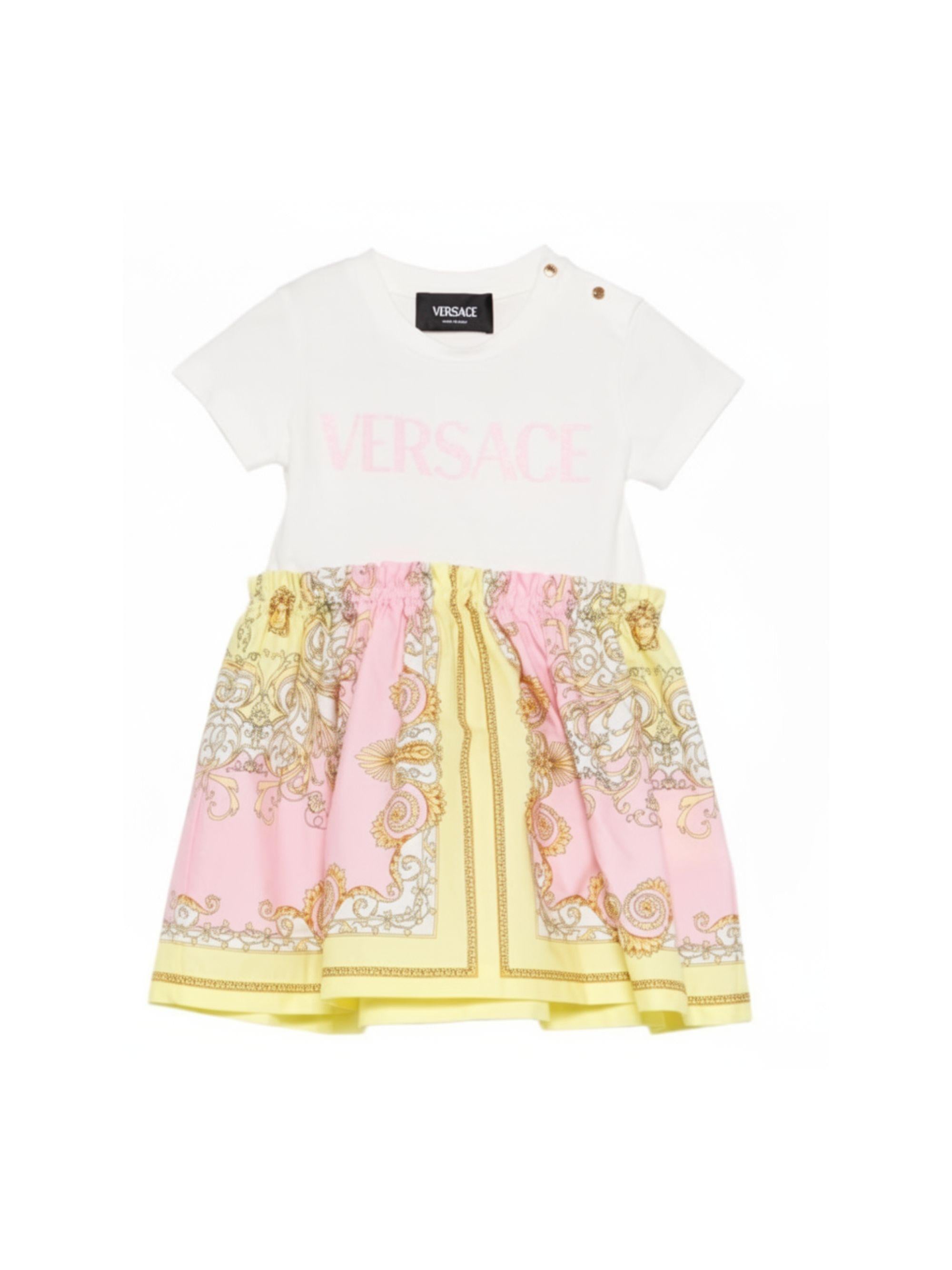Abito per neonata Versace Kids multicolore con motivo barocco 10185391A17236 6WK10 VERSACE KIDS 