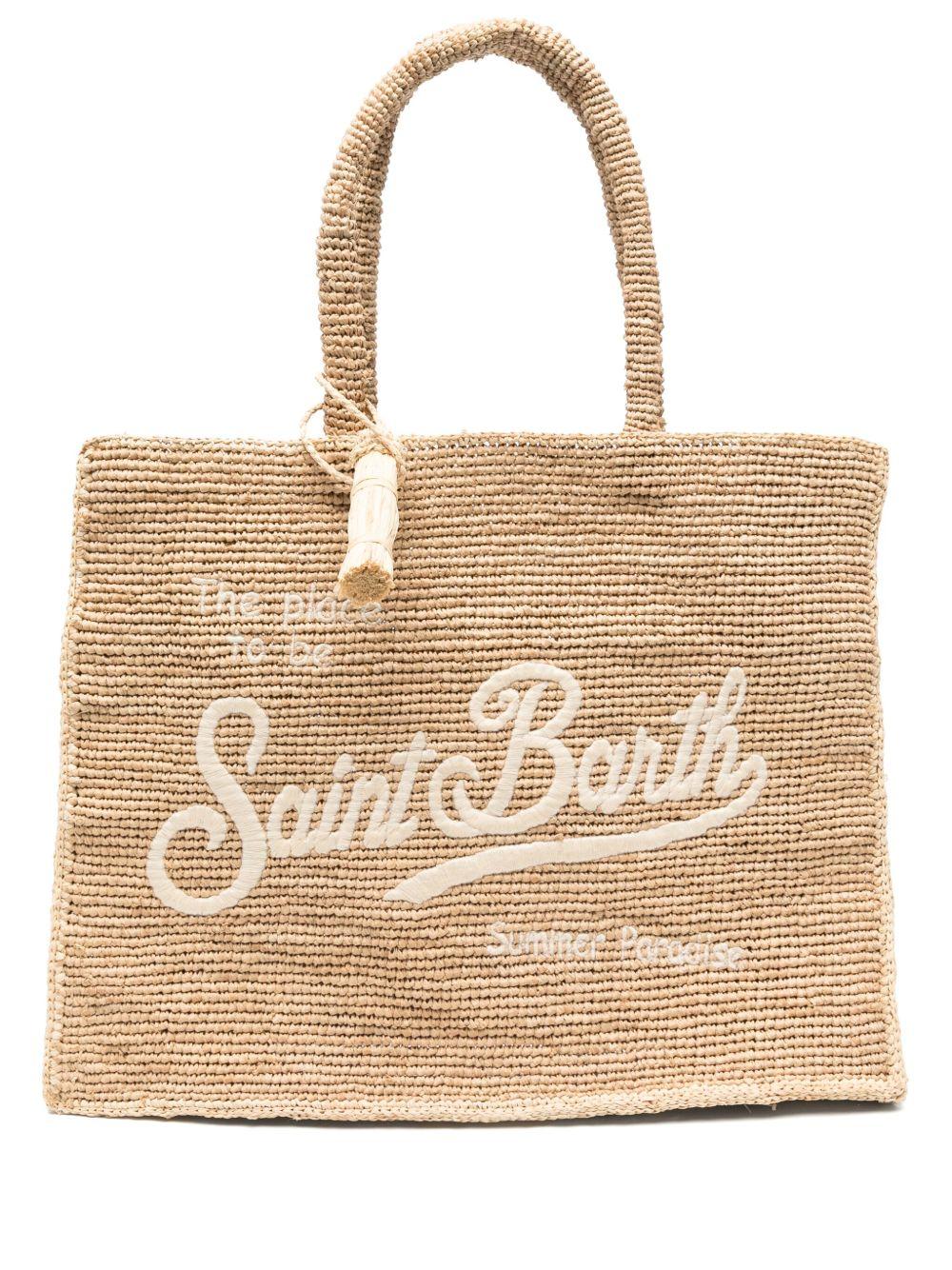 Borsa Vanity MC2 Saint barth in rafia con logo ricamato VANI013 00222L MC2 ST. BARTH KIDS 