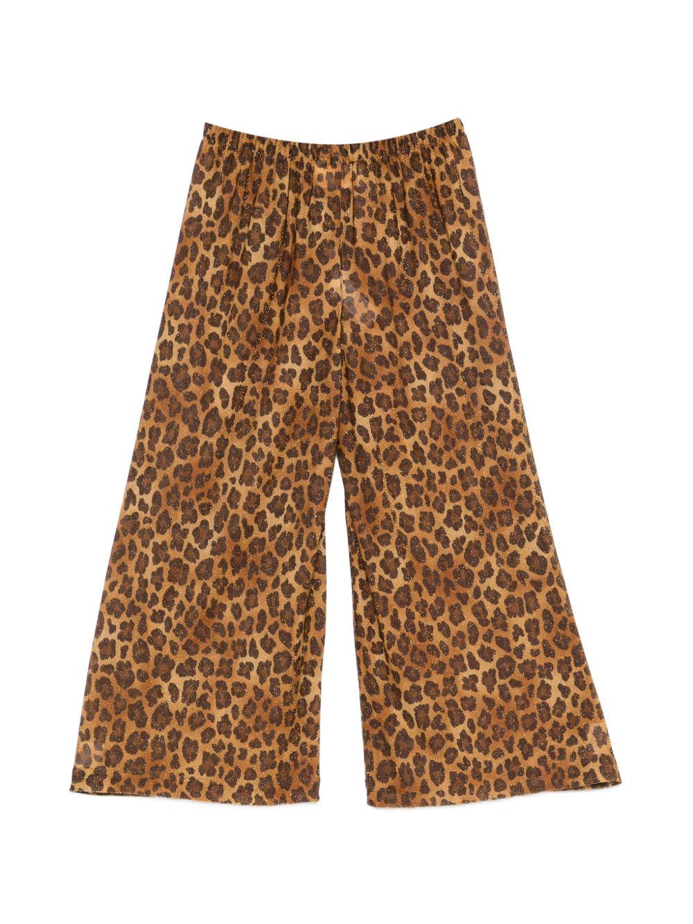 Pantaloni per bambina MC2 Saint Barth Kids marrone con stampa animalier AML0003 00520L MC2 ST. BARTH KIDS 
