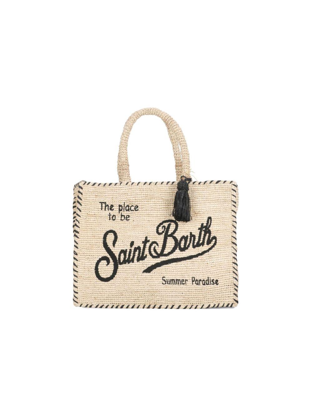 Borsa tote Vanity MC2 Saint Barth beige con logo ricamato sul davanti VANI013 09045L MC2 ST. BARTH KIDS 