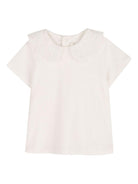 T-shirt per neonata Chloé Kids bianca con colletto alla Peter Pan in pizzo C20914 117 CHLOE' KIDS 