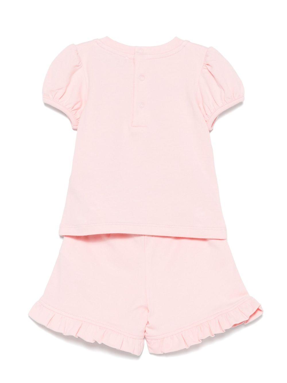 Set di pantaloncini Teddy Bear per neonata Moschino Kids rosa con scollo rotondo MAG01OLBA00 50209 MOSCHINO KIDS 
