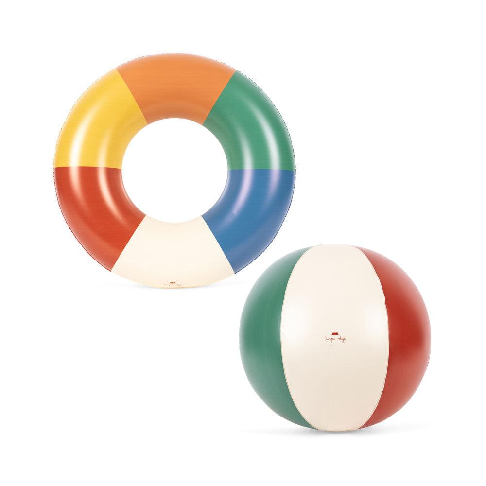Set ciambella e pallone per la spiaggia per bambini Konges Slojd multicolore con fantasia rainbow KS105094 MULTI KONGES SLOJD KIDS 