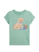 T-shirt per bambino Polo Ralph Lauren Kids verde con stampa cane 312A11768 001 Ralph Lauren kids 