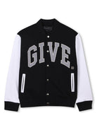 Bomber per bambino Givenchy Kids nero con applicazione frontale con logo H30702 09B GIVENCHY KIDS 