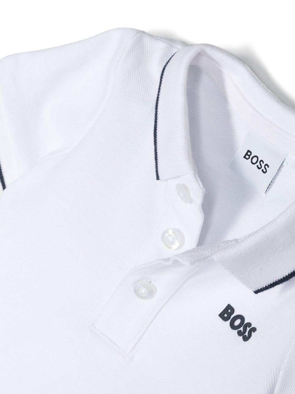Polo con stampa per neonato BOSS Kidswear bianco con logo sul petto J05P13 10P BOSS KIDS 