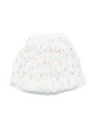 Gonna a fiori per bambina Monnalisa bianco con design slip-on 71E700 5657 0184 MONNALISA 