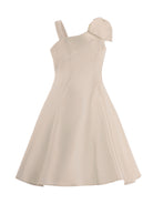 Abito per bambina Monnalisa beige monospalla con fiocco 71G901 7304 0092 MONNALISA KIDS 