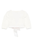 Cardigan per neonata La Stupenderia bianco in cotone con orlo e polsini a coste SCSC52802 O23 LA STUPENDERIA KIDS 