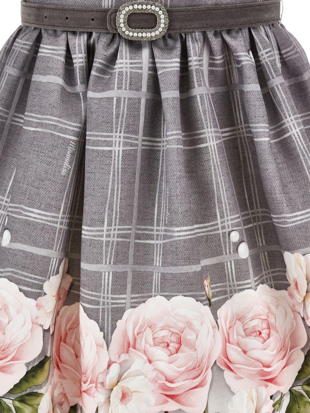 Abito per bambina Monnalisa Kids grigio con stampa grafica fiori 71H901 8662 0032 MONNALISA KIDS 