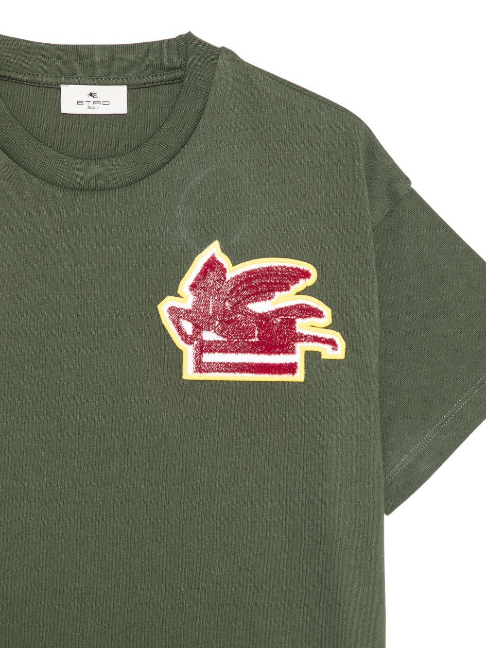 T-shirt per bambino Etro Kids verde con ricamo Pegaso sul davanti GZ8P51 Z3672 70J ETRO KIDS 