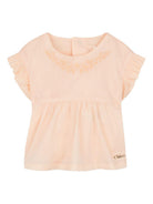 Set neonata Chloé Kids arancione pesca con ricamo e ruches C20923 440 CHLOE' KIDS 