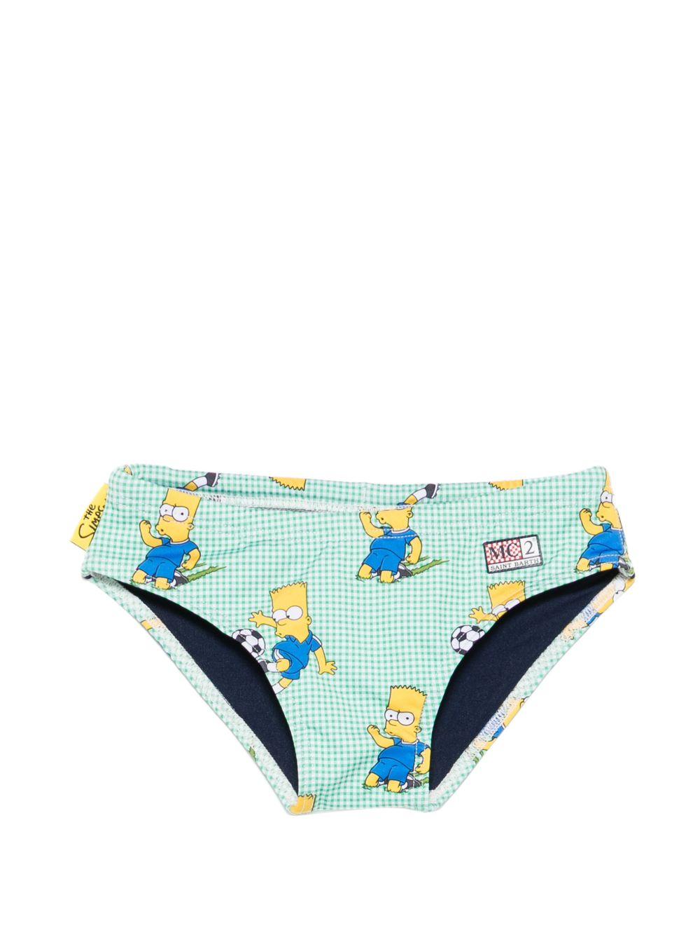 Slip da bagno per bambibno MC2 Saint Barth Kids verde con motivo a quadretti BIL0001 03641L MC2 ST. BARTH KIDS 