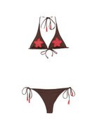 Bikini per donna MC2 Saint Barth marrone con ricam stelle marine MRL0001 08586L MC2 ST. BARTH 