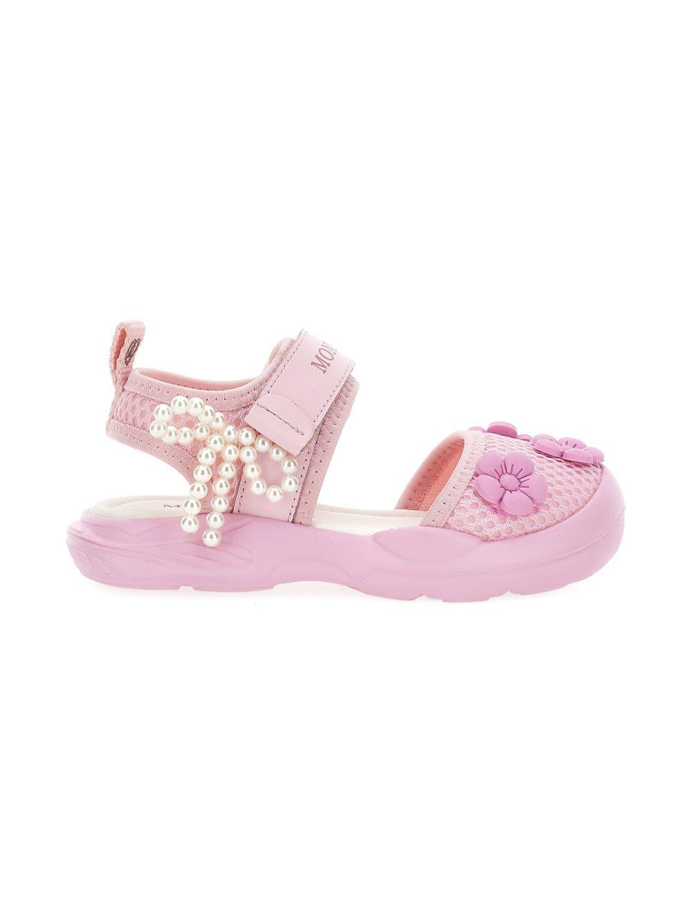 Sandali per bambina Monnalisa rosa con fiocco a perline 8CG005 7703 0090 MONNALISA KIDS 