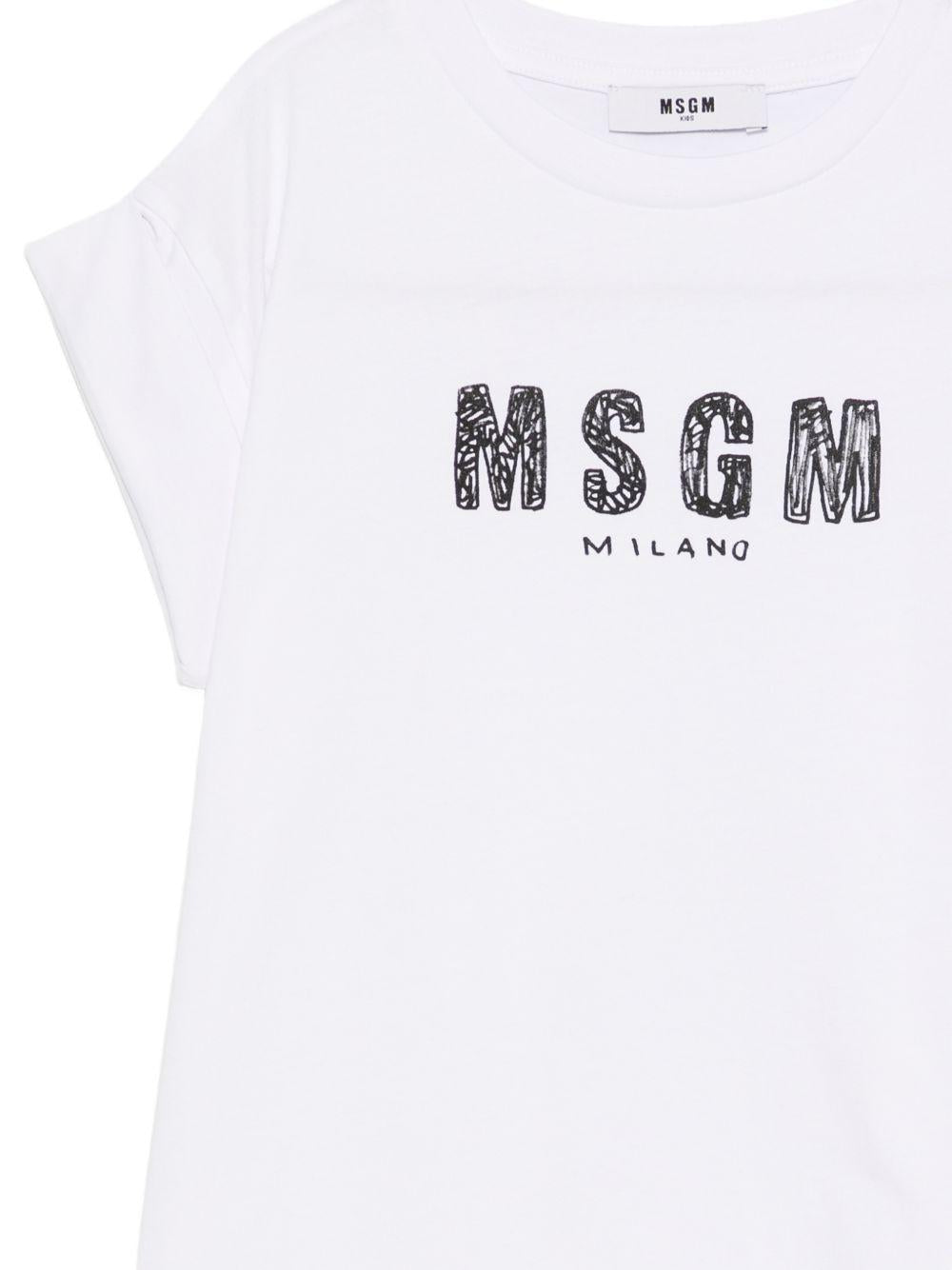 T-shirt per bambina MSGM Kids bianca con stampa logo S6MSJGTH070 001 MSGM KIDS 
