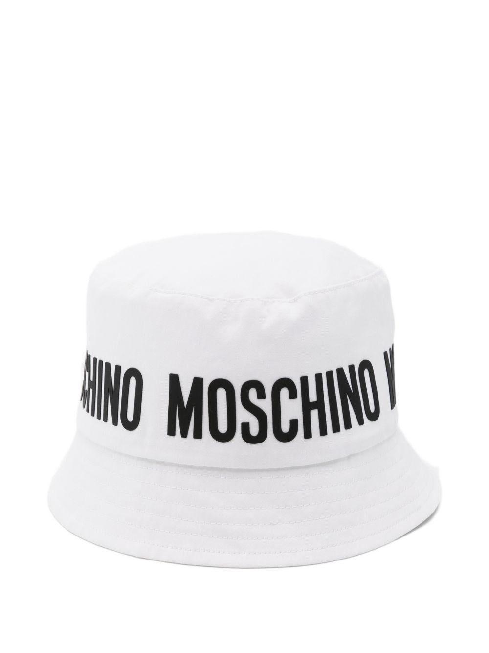 Cappello bucket per bambini Moschino Kids bianco con stampa logo HUY003LOA00 10101 MOSCHINO KIDS 