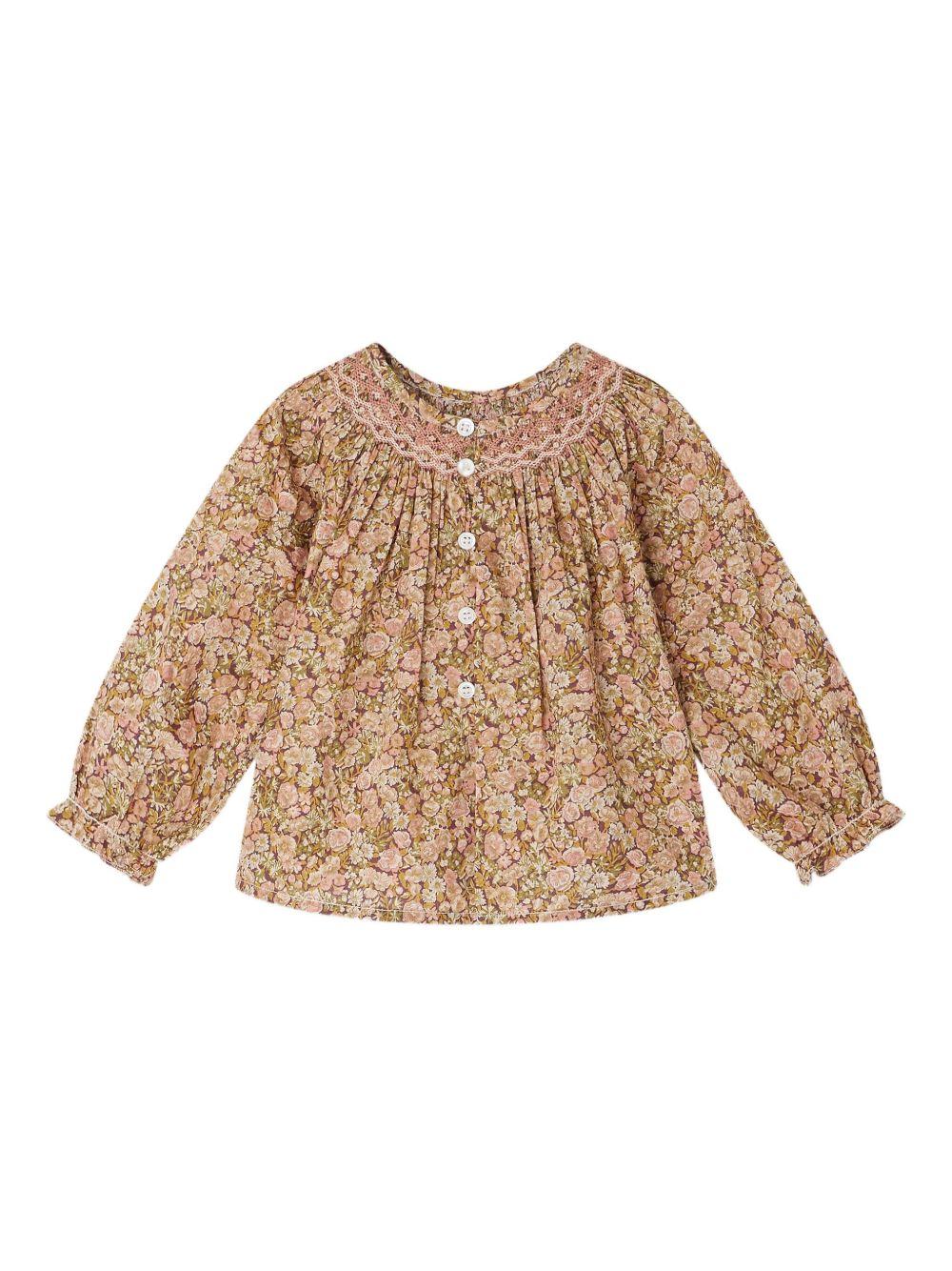 Camicia per neonata bonpoint rosa con scollo arricciato e polsini con ruches W05XBLW00013 522C BONPOINT 