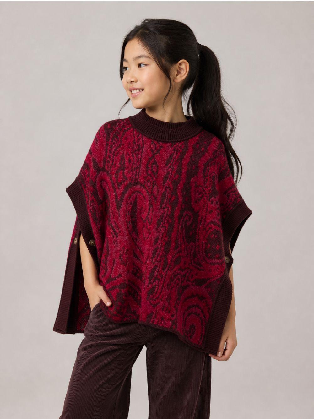 Poncho per bambina Etro Kids rosso con stampa paisley GZ2A23 W0234 562 ETRO KIDS 