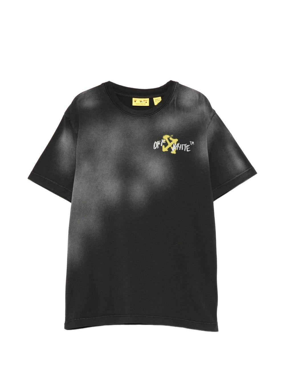 T-shirt per bambino Off-White Kids nera con logo sul davanti 44BAA002S26J00F 010 OFF WHITE KIDS 