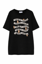 T-shirt per bambini Moschino Kids nera con stampa grafica sul davanti HXM05GLAA52 60100 MOSCHINO KIDS 