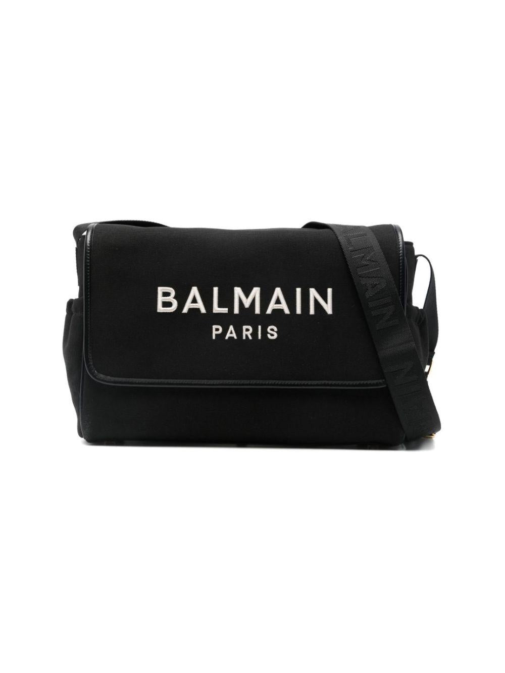 Borsa fasciatoio per neonati Balmain Kids nera con logo ricamato BY0618 Z0042 930AV BALMAIN KIDS 