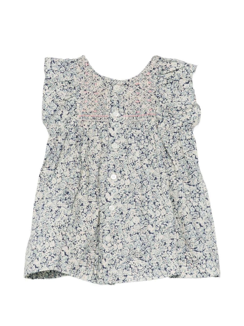 Abito per neonata Bonpoint blu con stampa floreale S06XDRW00010 519A BONPOINT KIDS 