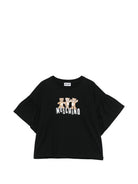 T-shirt per bambina Moschino Kids nera con dettaglio Teddy Bear HDM077LAA23 60100 MOSCHINO KIDS 