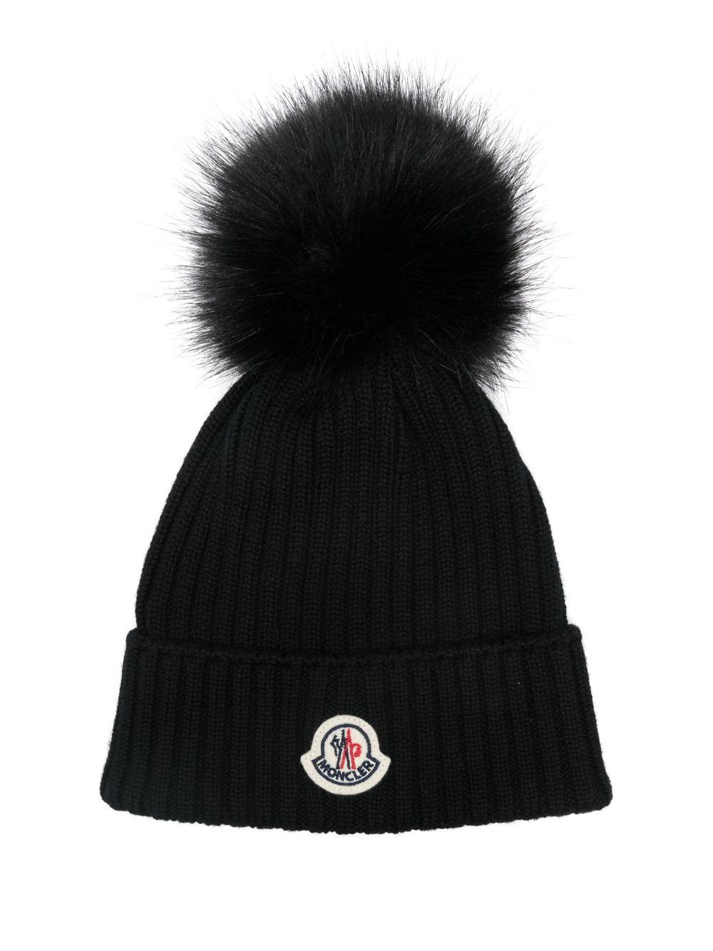 Berretto per bambini Moncler Enfant nero con pompon L29543B00007M1131 999 MONCLER KIDS 