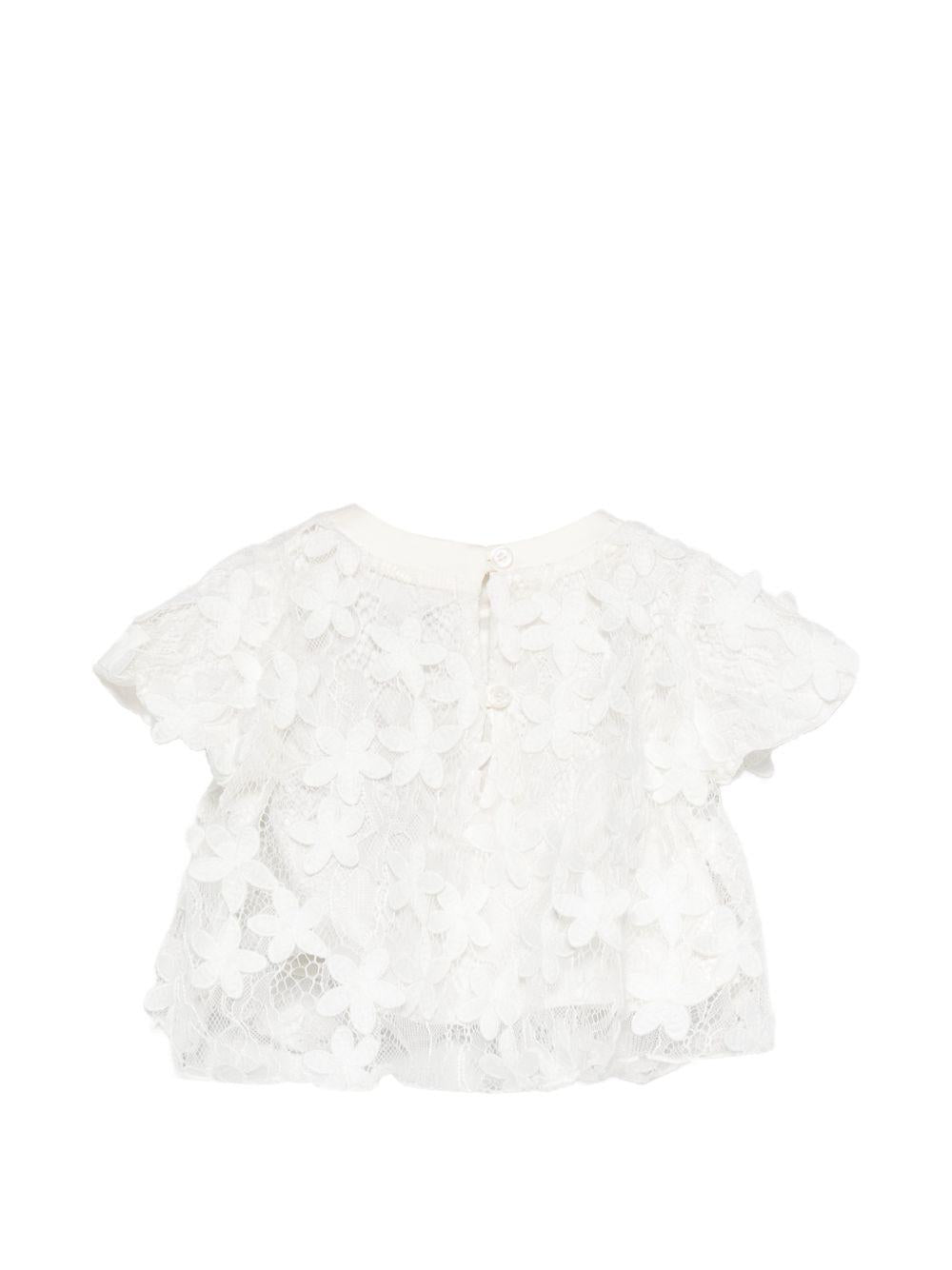 Top per bambina Balmain Kids bianco con motivo floreale BY5021 U0263 100 BALMAIN KIDS 
