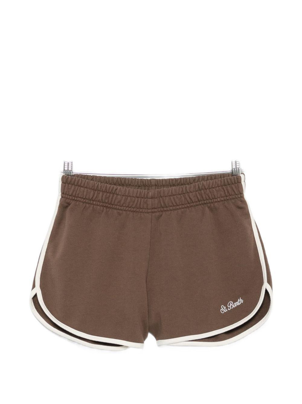 Shorts da donna MC2 Saint Barth marrone con elastico in vita FRANC002 00308L MC2 ST. BARTH 