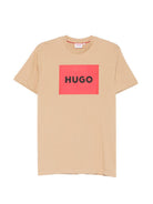 T-shirt per bambino Hugo Kids beige con stampa grafica del logo G00572 23B Hugo KIDS 